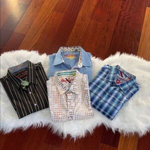 Bundle ,Robert Graham Men's Casual Shirts - Black, White, and Blue Collection